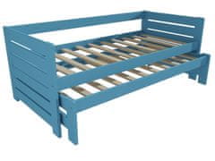 eoshop Dětská postel s výsuvnou přistýlkou ŠTĚPÁN "DPV 011" (Barva dřeva: barva modrá, Rozměr: 90 x 200 cm)