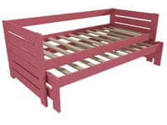eoshop Dětská postel s výsuvnou přistýlkou ŠTĚPÁN "DPV 011" (Barva dřeva: barva růžová, Rozměr: 80 x 200 cm)