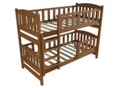 eoshop Patrová postel ALENA se zábranou "PP 013" (Barva dřeva: moření dub, Prostor mezi lůžky: 80 cm, Rozměr: 80 x 180 cm)