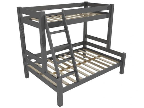 eoshop Patrová postel s rozšířeným spodním lůžkem 8X8 06A (Barva dřeva: barva šedá, Rozměr: 90/140 x 200 cm)