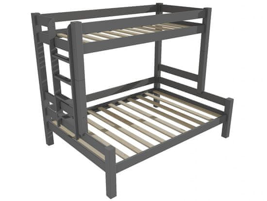 eoshop Patrová postel s rozšířeným spodním lůžkem 8X8 06B (Barva dřeva: barva šedá, Rozměr: 90/140 x 200 cm, Varianta: vlevo)