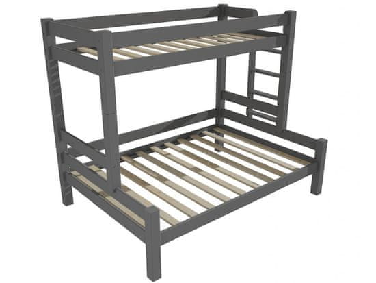 eoshop Patrová postel s rozšířeným spodním lůžkem 8X8 06B (Barva dřeva: barva šedá, Rozměr: 90/140 x 200 cm, Varianta: vpravo)