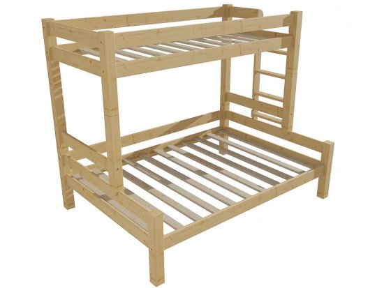 eoshop Patrová postel s rozšířeným spodním lůžkem 8X8 06B (Barva dřeva: bezbarvý lak, Rozměr: 90/120 x 200 cm, Varianta: vpravo)