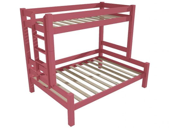 eoshop Patrová postel s rozšířeným spodním lůžkem 8X8 06B (Barva dřeva: barva růžová, Rozměr: 80/120 x 200 cm, Varianta: vlevo)