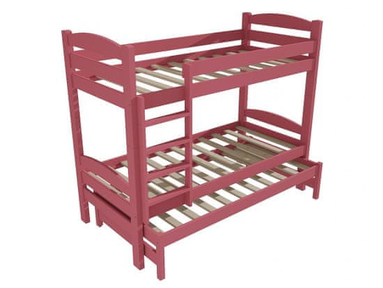 eoshop Patrová postel s výsuvnou přistýlkou KRISTIÁN "PPV 010" (Barva dřeva: barva růžová, Prostor mezi lůžky: 80 cm, Rozměr: 80 x 180 cm)