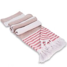 Carla Plážový ručník Kovi růžovo-bílá 100 cm x 180 cm