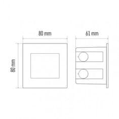 Emos EMOS LED orientační vestavné svítidlo 80×80, 1,5W teplá bílá,IP65 ZC0109