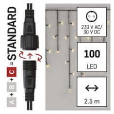 Emos D1CW01 Standard LED spojovací vánoční řetěz – rampouchy, 2,5 m, venkovní, teplá bílá 1550010003