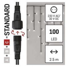 Emos D1CC01 Standard LED spojovací vánoční řetěz – rampouchy, 2,5 m, venkovní, studená bílá 1550012003