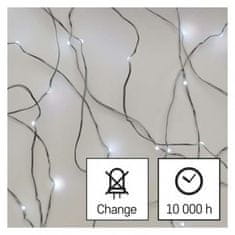 Emos D3AC01 LED vánoční nano řetěz stříbrný, 10 m, venkovní i vnitřní, studená bílá 1550032000