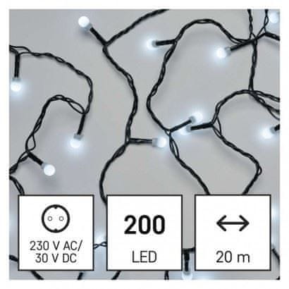 Emos LED vánoční cherry řetěz – kuličky D5AC03, 20 m, venkovní i vnitřní, studená bílá 1550052001