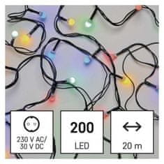 Emos LED vánoční cherry řetěz – kuličky D5AM06, 20 m, venkovní i vnitřní, multicolor 1550054003