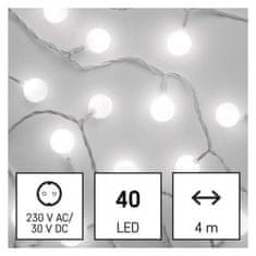 Emos LED světelný cherry řetěz – kuličky 2,5 cm D5AC01, 4 m, venkovní i vnitřní, studená bílá 1550052004