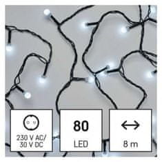 Emos LED vánoční cherry řetěz – kuličky D5AC02, 8 m, venkovní i vnitřní, studená bílá 1550052000