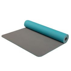 Yate Yoga Mat dvouvrstvá, materiál TPE tyrkys/šedá