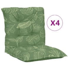 Vidaxl Podušky na židli s nízkým opěradlem 4 ks vzor listů textil