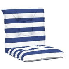 Vidaxl Podušky na židli nízké opěradlo 4 ks modré a bílé pruhy textil