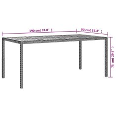 Vidaxl Zahradní stůl 190 x 90 x 75 cm polyratan a akáciové dřevo černý