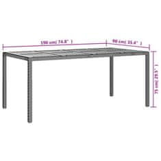 Vidaxl Zahradní stůl 190 x 90 x 75 cm polyratan a akáciové dřevo šedý