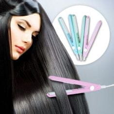 Žehlička na vlasy, Cestovní žehlička na vlasy, Mini žehlička na vlasy (17x2 cm) | MINISTYLE Růžová