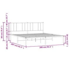 Vidaxl Kovový rám postele s čelem bílý 200 x 200 cm