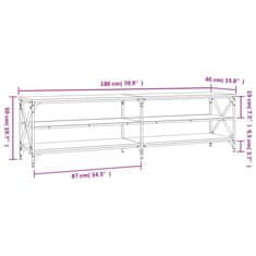 Vidaxl TV skříňka šedá sonoma 180 x 40 x 50 cm kompozitní dřevo