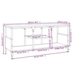 Vidaxl TV skříňka kouřový dub 100x35x45 cm kompozitní dřevo a železo