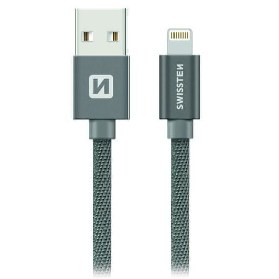 SWISSTEN Datový Kabel Textile Usb / Lightning 1,2 M Šedý