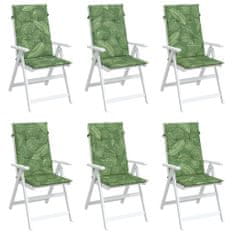 Vidaxl Podušky na židli s vysokým opěradlem 6 ks vzor listů textil