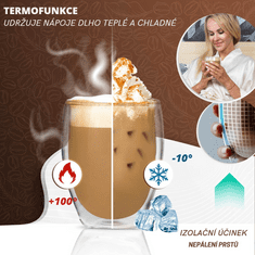 GOLDEN LEAF Sada 4 ks Sklenice s dvojitého skla - Sklenice na kávu s dvojitou stěnou - Trvanlivé a bezpečné používání - Latte Macchiato - 4ks x 350 ml