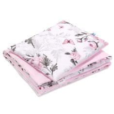 Inny Bavlněná souprava přikrývky 55x75 a plochého polštáře 25x35 Pink Flowers - KP-Z2-PF-B