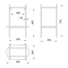 SAPHO PUNO podstavec pod umyvadlo 550x795x396mm, zlato mat SKA590-5 - Sapho