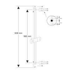 Mereo Posuvný držák sprchy 60 cm, nerez/plast/chrom CB910A - Mereo