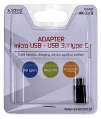 SAVIO Adaptér micro USB F - USB C M