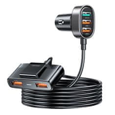 shumee Rychlá nabíječka do auta pro 5x USB-A s 45W prodlužovacím kabelem, černá