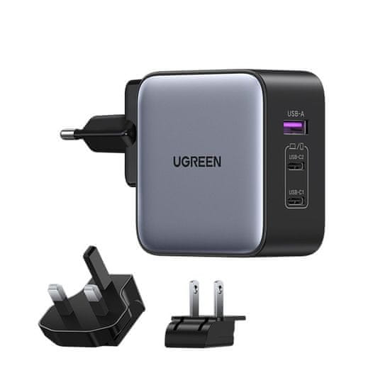 Greatstore Univerzální síťová nabíječka GaN USB 2xUSB-C konektory EU / UK / US - černá