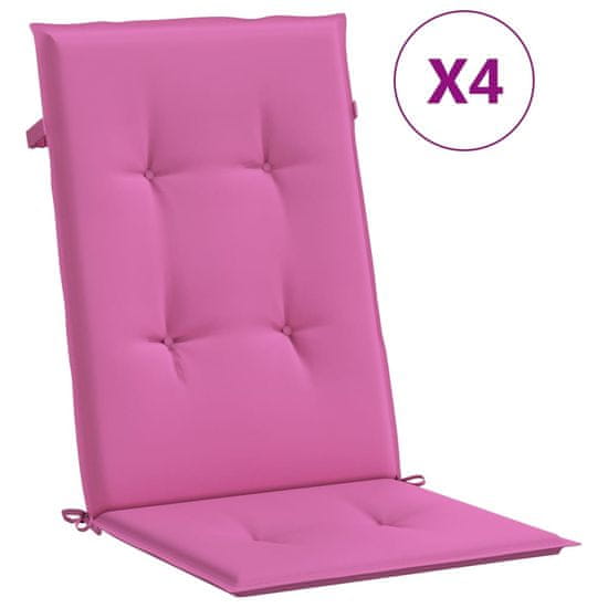 Vidaxl Podušky na židli s vysokým opěradlem 4 ks růžové textil