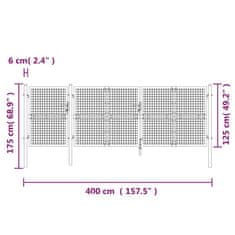 Vidaxl Zahradní branka s pletivem stříbrná 400x175 cm pozinkovaná ocel