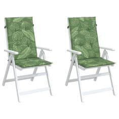 Vidaxl Podušky na židli s vysokým opěradlem 2 ks vzor listů textil