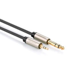 shumee TRS audio adaptér kabel mini jack 3,5mm - jack 6,35mm 1m šedý