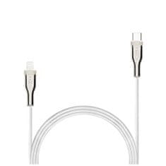 FIXED Krátký nabíjecí a datový opletený kabel FIXED s konektory USB-C/Lightning a podporou PD, 0.5 m, MFI, bílý