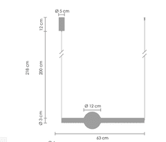 Intesi Závěsné svítidlo O-LINE LED 93 cm mosazné