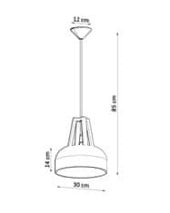 Intesi Závěsná lampa CASCO bílá/přírodní dřevo