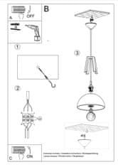 Intesi Závěsná lampa CASCO bílá/přírodní dřevo