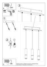 Intesi Závěsná lampa LOOPEZ 3L černá/zlatá