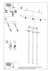 Intesi Závěsná lampa MOZAICA 3L černá/zlatá