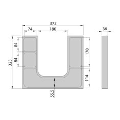 SAPHO LINDO "U" organizér 372x36x323mm, plast, antracit LD001 - Sapho