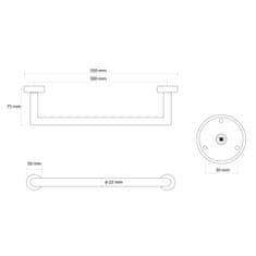 SAPHO X-ROUND GOLD držák ručníků 300x65mm, zlato mat XR400GB - Sapho