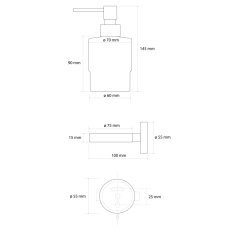 SAPHO X-ROUND GOLD dávkovač mýdla 200ml, mléčné sklo, zlato mat XR103GB - Sapho