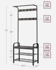 Songmics Předsíňový věšák s botníkem Lisie 72 cm tmavě šedý